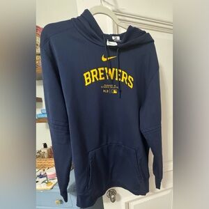 Nike Men's Navy and Yellow Milwaukee Brewers Hoodie SWEATSHIRT NWOT